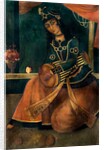 Lady seated playing a drum. Iran, Qajar dynasty, early 19th century by Unknown