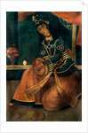 Lady seated playing a drum. Iran, Qajar dynasty, early 19th century by Unknown
