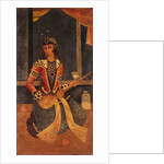 Lady seated playing the guitar. Iran, Qajar dynasty, early 19th century by Unknown