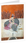 Lovers on a terrace. Guler, India, early 19th century by Unknown