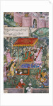 Babur receiving Uzbeck and Rajput envoys in a garden at Agra by Ram Das