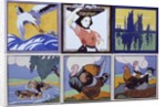 A group of six tiles by The Poole Pottery