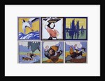 A group of six tiles by The Poole Pottery