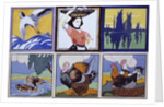 A group of six tiles by The Poole Pottery