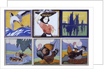 A group of six tiles by The Poole Pottery