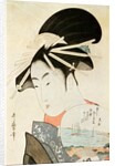 Courtesan with a fan by Kitagawa Utamaro
