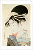 Courtesan with a fan by Kitagawa Utamaro