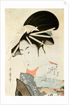 Courtesan with a fan by Kitagawa Utamaro