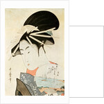 Courtesan with a fan by Kitagawa Utamaro