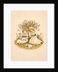 Two girls seated on the ground under a tree by Kate Greenaway