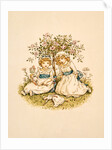 Two girls seated on the ground under a tree by Kate Greenaway
