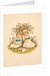 Two girls seated on the ground under a tree by Kate Greenaway