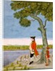 European Officer standing under a tree by a river. Murshidabad, India, late 18th century by Unknown