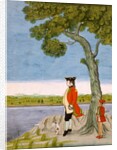 European Officer standing under a tree by a river. Murshidabad, India, late 18th century by Unknown