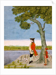 European Officer standing under a tree by a river. Murshidabad, India, late 18th century by Unknown