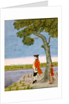 European Officer standing under a tree by a river. Murshidabad, India, late 18th century by Unknown