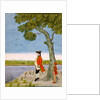 European Officer standing under a tree by a river. Murshidabad, India, late 18th century by Unknown