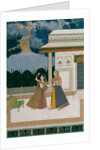 Girl & old woman take refuge from a storm. India, Mughal period, late 18th century by Unknown