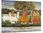 Krishna playing the flute to the gopis. Jaipur, India, 1840 by Unknown