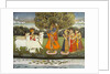 Krishna playing the flute to the gopis. Jaipur, India, 1840 by Unknown