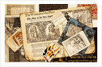 Trompe l'oeil, engravings and pages from books by Samuel Moore