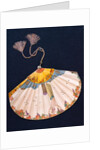 Fan depicting a topless woman with vines, leaves and grapes by Georges Barbier