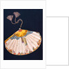 Fan depicting a topless woman with vines, leaves and grapes by Georges Barbier