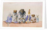 Page from an Album of Watercolours of Soft Toy Animals by E.L. Cattley