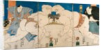 Triptych of Two Sumo Wrestlers and Umpire by Utagawa Kunisada