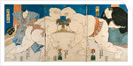 Triptych of Two Sumo Wrestlers and Umpire by Utagawa Kunisada