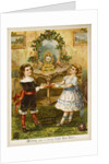 Card showing a boy and a girl pulling Christmas crackers. England, 19th-20th century by Unknown