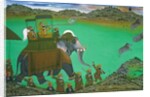 Raja Sarup Singh of Udaipur shooting hogs from a howdah. Udaipur, Indian, mid-19th century by Tara