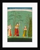 A Princess, her maid and a fly-whisk bearer amongst flowering trees. Bundi, Rajasthan, India, late 17th century by Unknown