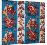 Chinoiserie-style design of roses, oriental women and children playing by Anonymous