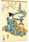 Woman and Chrysanthemum Plant by Utagawa Kuniyoshi