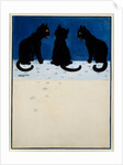 Three Black Cats in The Snow by Louis William Wain