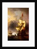 Calm: A Small Ship At Anchor Firing A Salute by Willem Van de Velde