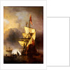Calm: A Small Ship At Anchor Firing A Salute by Willem Van de Velde