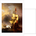 Calm: A Small Ship At Anchor Firing A Salute by Willem Van de Velde