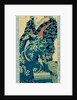 Oiran parading wearing a blue dress by Keisai Eisen