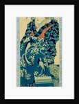 Oiran parading wearing a blue dress by Keisai Eisen