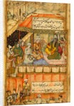 Queen holding audience in a tent by Unknown