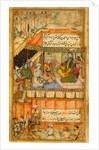 Queen holding audience in a tent by Unknown