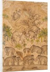 The mythical bird Smurgh, grasping elephants in its claws. India, mid-17th century by Unknown