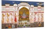 Ruler and his attendants worshipping an image of Krishna by Unknown