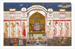 Ruler and his attendants worshipping an image of Krishna by Unknown