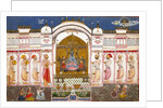 Ruler and his attendants worshipping an image of Krishna by Unknown