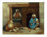 An Egyptian Baker and his assistant at the door of a cakeshop by Achille-Constant-Theodore-Emile Prisse d'Avennes