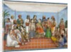 Group of dancing girls and musicians beneath a canopy by Unknown