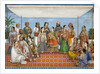 Group of dancing girls and musicians beneath a canopy by Unknown